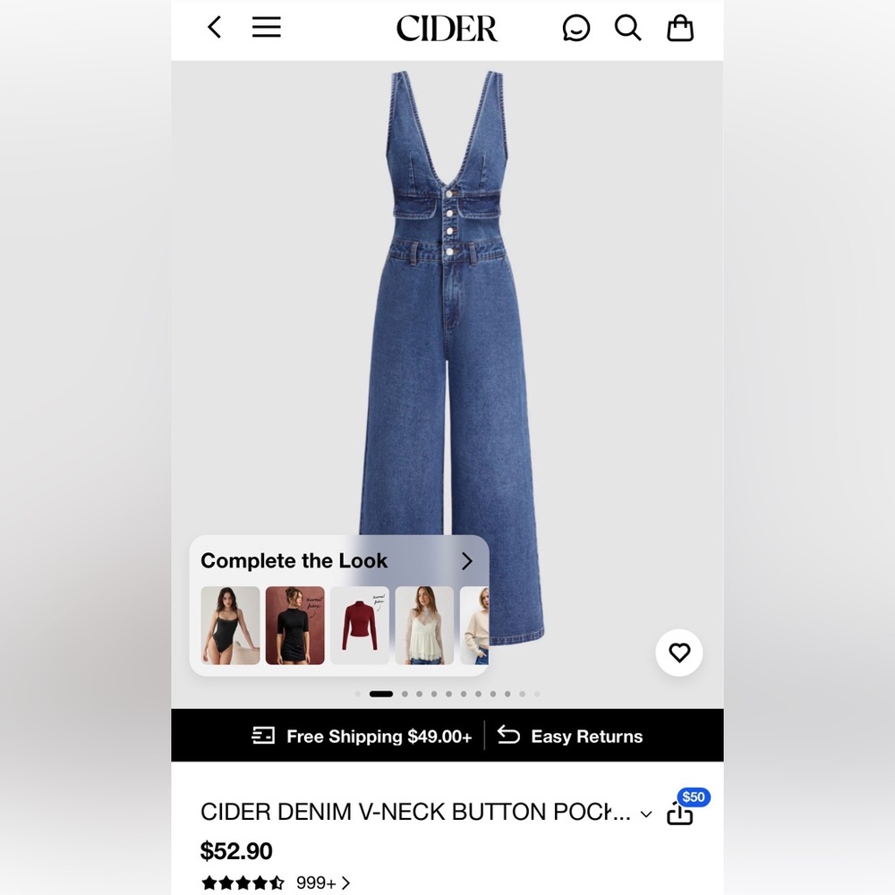 Cider Light Blue Denim Jumpsuit